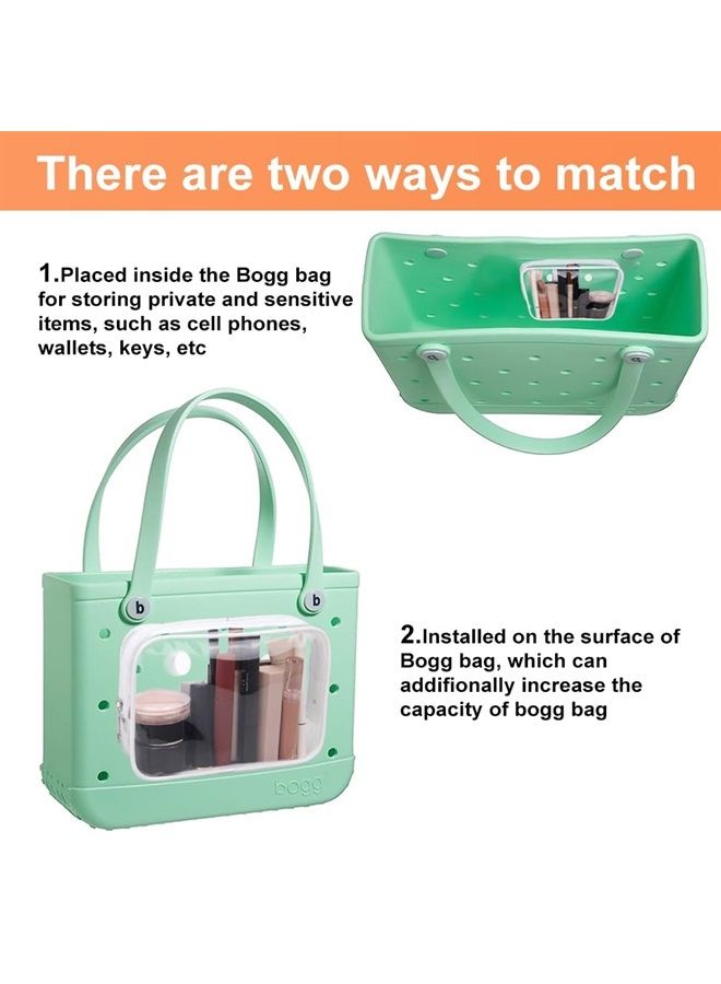 Everfunny 3 Packs Clear Bogg Beach Tote Bag with 2 Pack Insert Hooks Accessories for Bogg Bags Travel Makeup Clean Toiletry Brush Organizer Cosmetic Divider Storage Inner Pouch - Image 3