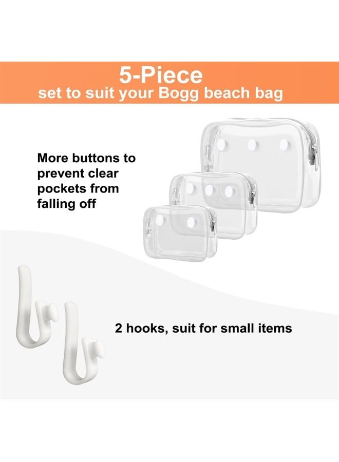 Everfunny 3 Packs Clear Bogg Beach Tote Bag with 2 Pack Insert Hooks Accessories for Bogg Bags Travel Makeup Clean Toiletry Brush Organizer Cosmetic Divider Storage Inner Pouch - Image 2