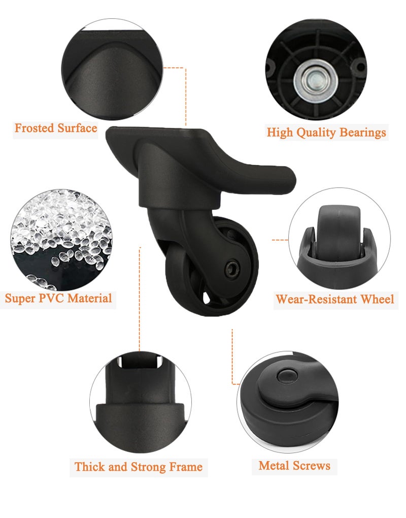 مجموعة من 4 عجلات استبدال عجلات أمتعة عالمية صامتة (W149) - Image 3