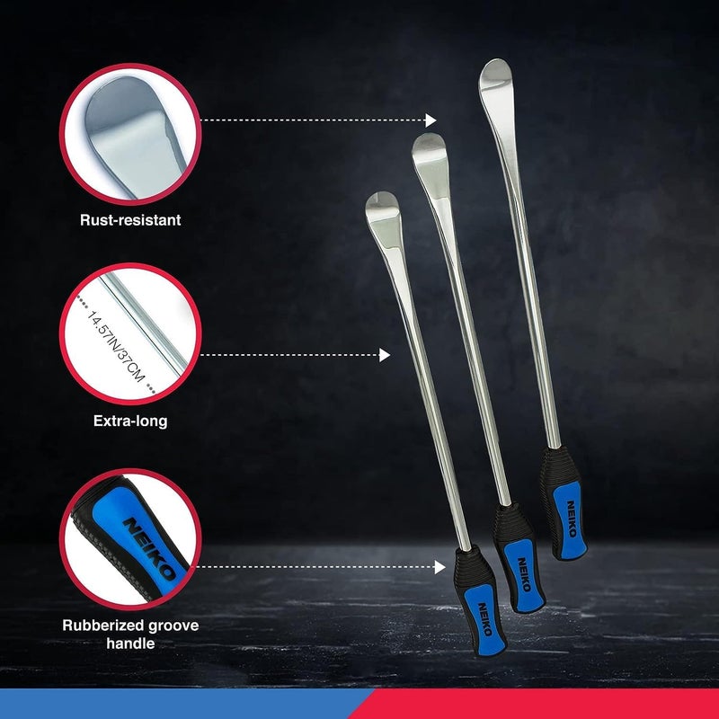 Neiko 20601A 14.5” Steel Tire Spoons Tool Set, Tire Tools Include 3 Piece Tire Spoons, 3 Piece Rim Protector, Valve Tool, 6 Piece Valve Cores, Motorcycle Tire Changer, Dirt Bike Tire Levers - Image 4