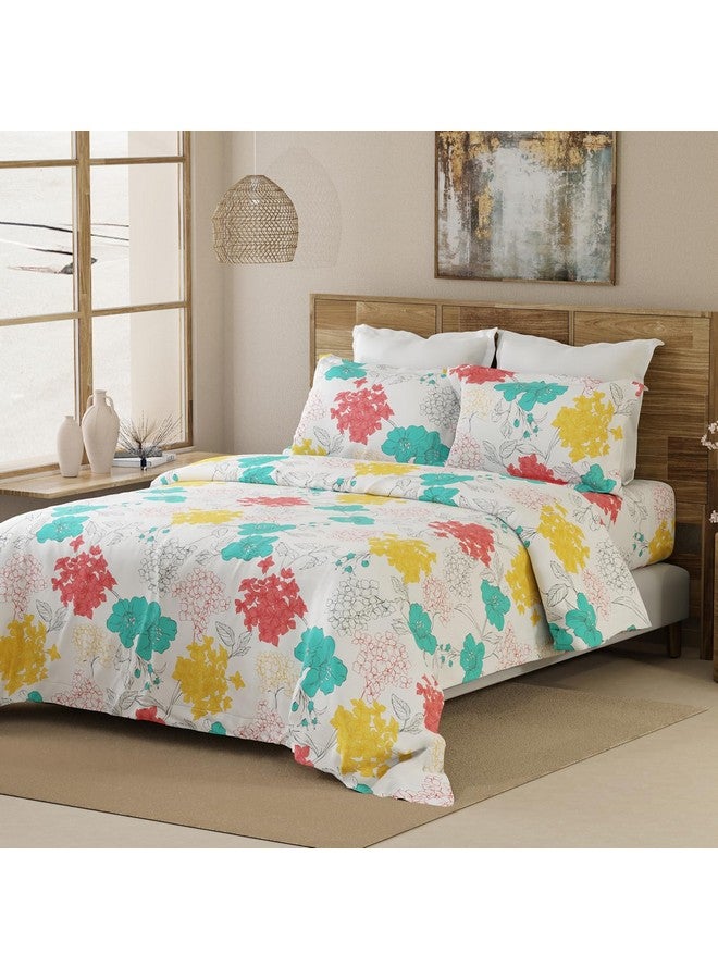 Layers Emaline 100% Cotton Double Bedsheet Set (Oeko Tex Certified) | 1 Double Cotton Bedsheet & 2 Pillow Covers | Breathable & Anti-Wrinkle | 144 TC | (Floral Print, Multicolour) - Image 2