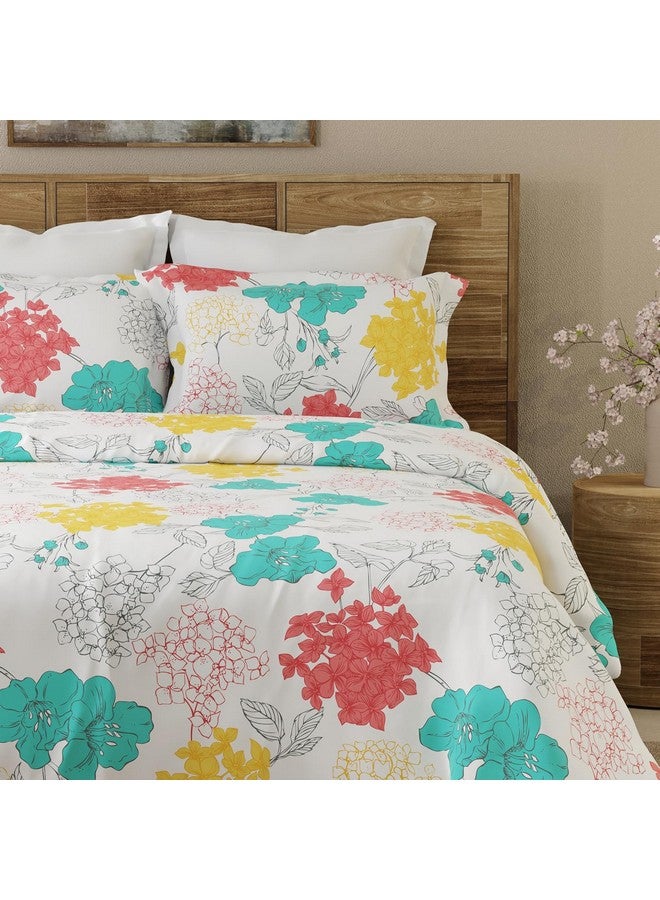 Layers Emaline 100% Cotton Double Bedsheet Set (Oeko Tex Certified) | 1 Double Cotton Bedsheet & 2 Pillow Covers | Breathable & Anti-Wrinkle | 144 TC | (Floral Print, Multicolour) - Image 5