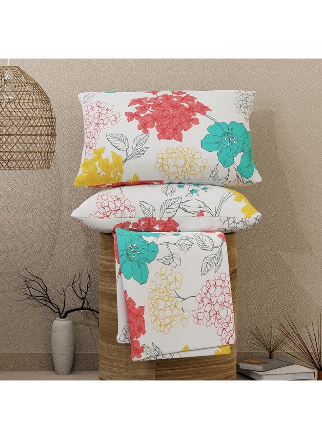 Layers Emaline 100% Cotton Double Bedsheet Set (Oeko Tex Certified) | 1 Double Cotton Bedsheet & 2 Pillow Covers | Breathable & Anti-Wrinkle | 144 TC | (Floral Print, Multicolour) - Image 1