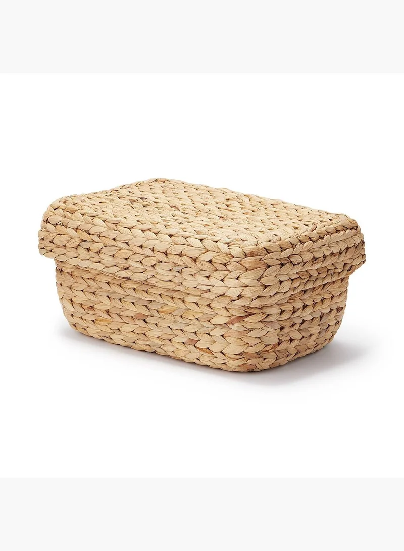 MUJI Water Hyacinth Rectangle Basket With Lid MeduimW 37 x D 26 x H 17 cm