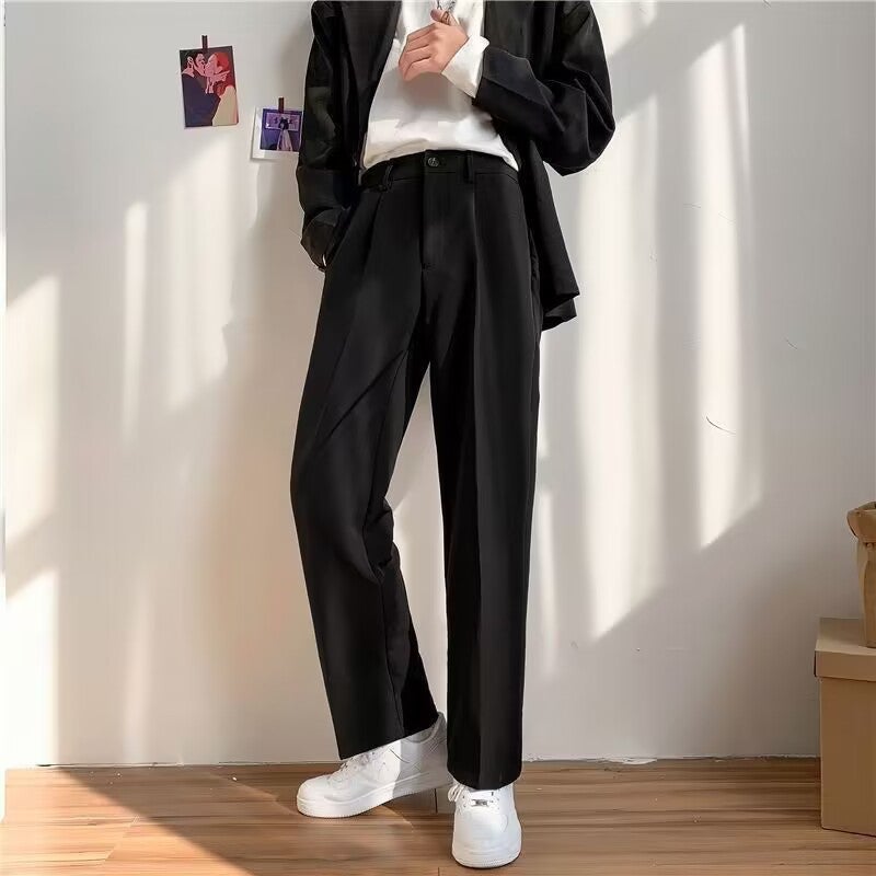 Spring and Summer Simple Straight Casual Pants Dopping Trousers Men's Loose Korean Style Pendant Wide Leg Casual Pants - Image 1