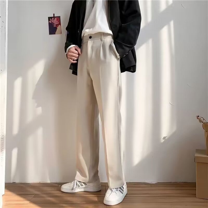 Spring and Summer Simple Straight Casual Pants Dopping Trousers Men's Loose Korean Style Pendant Wide Leg Casual Pants - Image 5
