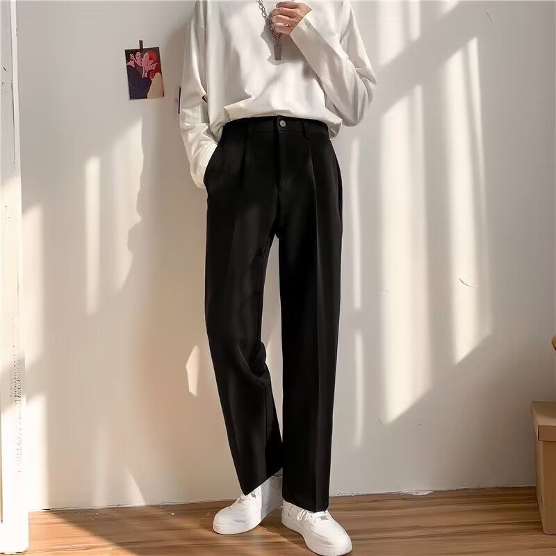 Spring and Summer Simple Straight Casual Pants Dopping Trousers Men's Loose Korean Style Pendant Wide Leg Casual Pants - Image 4