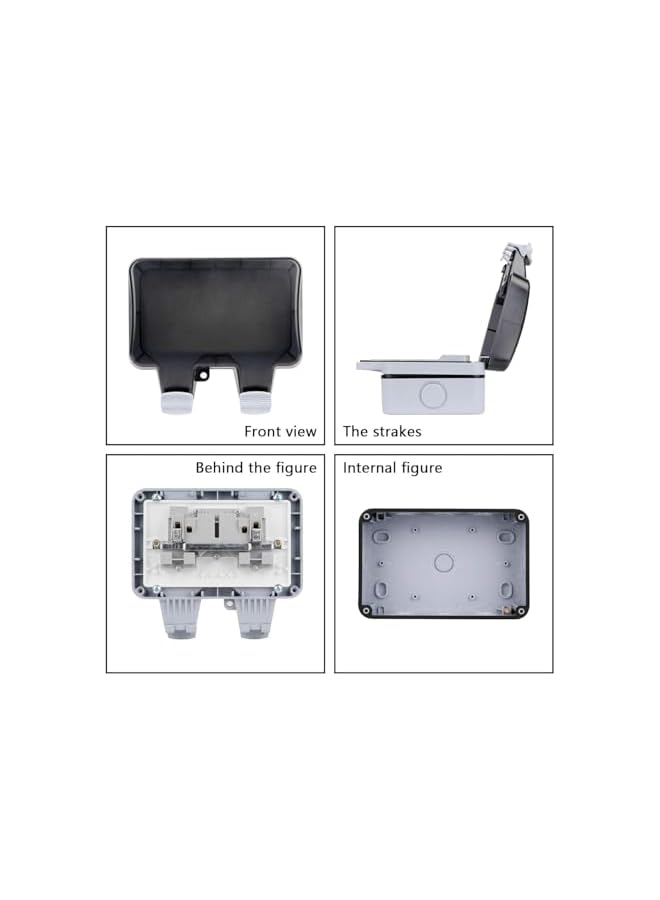 promass Double Outdoor Waterproof Socket, IP66 13A 2 Gang Switched Wall Electrical Power Outlet with Cover, Weatherproof Wall Plug Socket Box for Outdoor Use (Double Socket) - Image 5