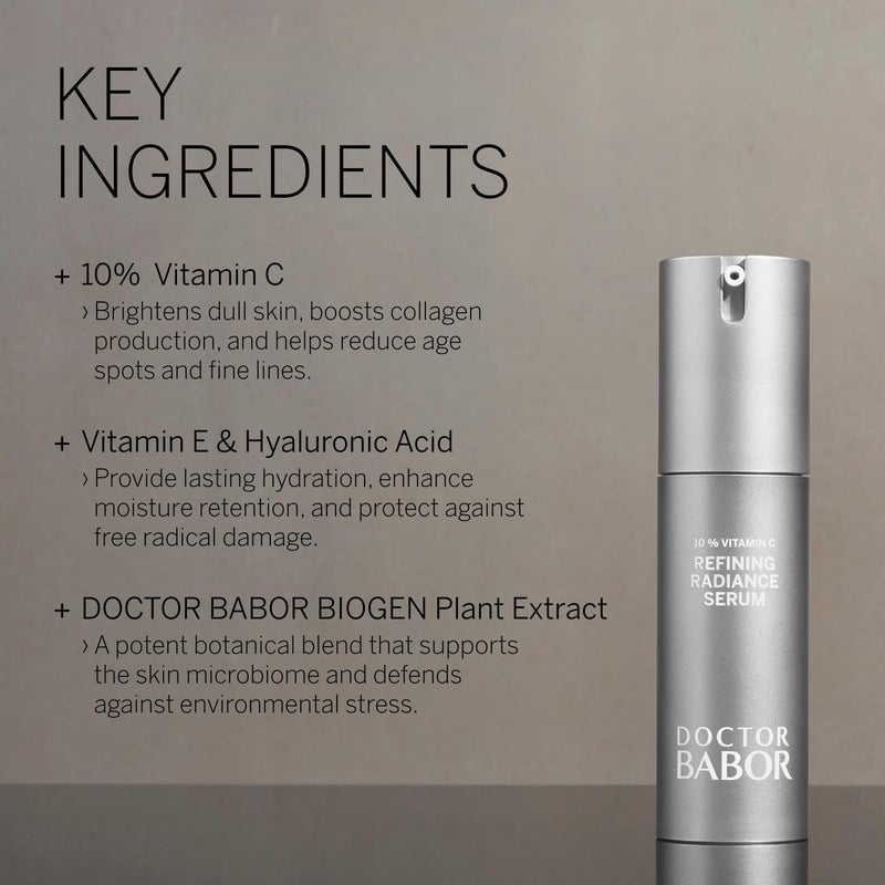 Babor DOCTOR BABOR Refining Radiance Serum with Vitamin C Hyaluronic Acid and Vitamin E Skin Care For Smooth Plump Skin Radiant and Even Complexion 1 oz - Image 3