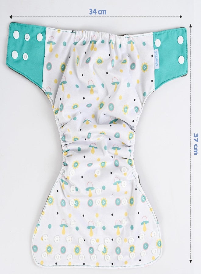 Cherilo حفاضات شيريلو القماشية القابلة لإعادة الاستخدام للأطفال حديثي الولادة من عمر 0 إلى 3 سنوات، مانعة للتسرب، حفاضات قماشية قابلة للغسل وصديقة للبيئة، لا تسرب جانبي، قابلة للتعديل، حفاضة جيبية بمقاس حر (حفاضة واحدة بنمط كيديكو + حشوة واحدة) - Image 2