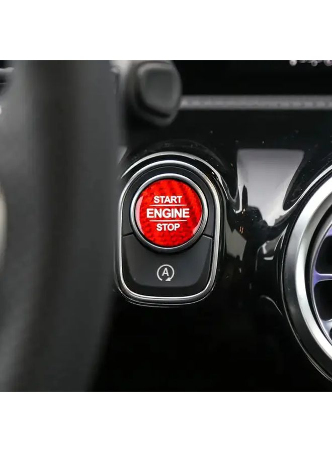 Red Carbon Fiber Engine Start Button Sticker for GLB GLE GLS CLA Car Interior Decoration - Image 1