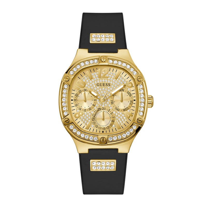 Guess Women's Gold Tone Quartz Watch 40mm Black Silicone Strap - GW0619L2 - Image 1