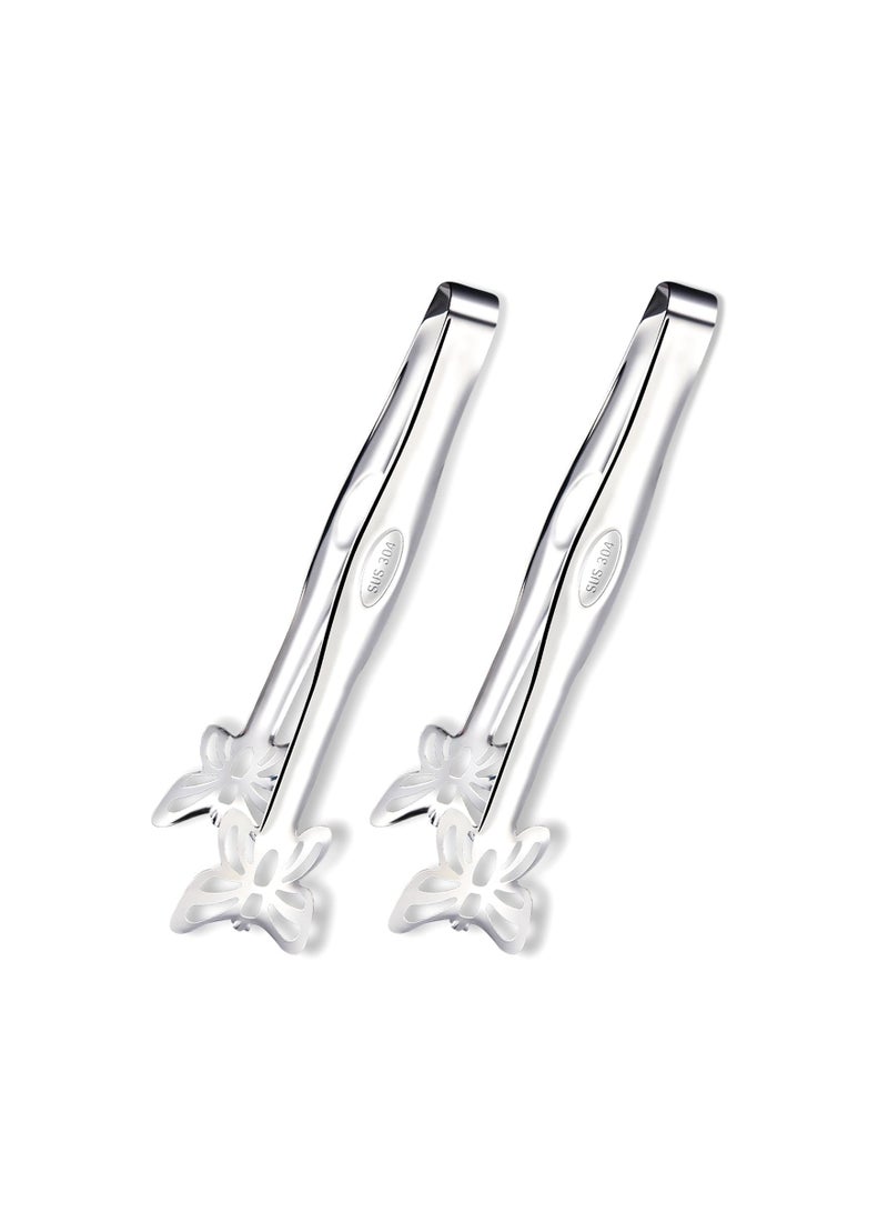 KASTWAVE Buffet Salad Serving Tongs, 9-Inch Stainless Steel Food Tong Serving Tong, Butterfly Shaped Kitchen Tongs Appetizer Tongs, BBQ Serving Utensils, 2 Pcs (Silver) - Image 1