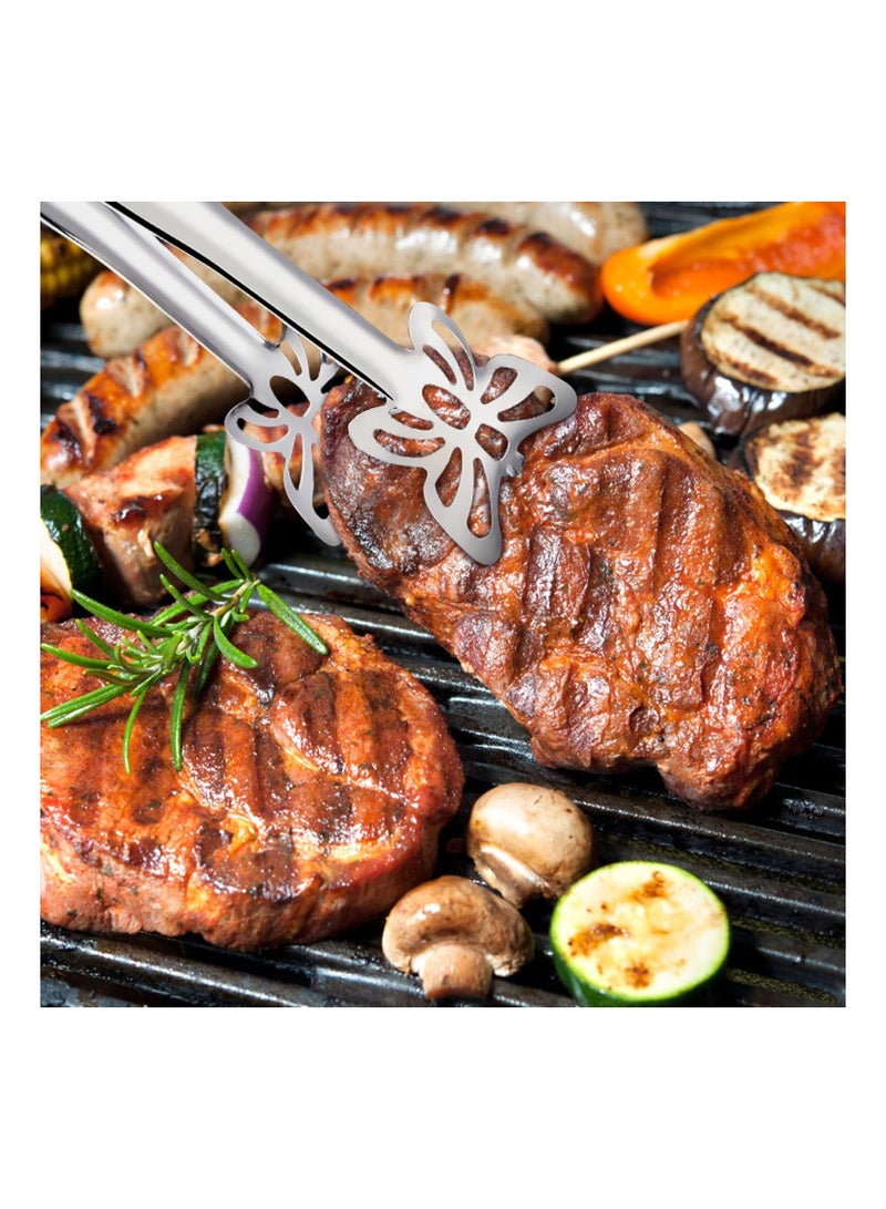 KASTWAVE Buffet Salad Serving Tongs, 9-Inch Stainless Steel Food Tong Serving Tong, Butterfly Shaped Kitchen Tongs Appetizer Tongs, BBQ Serving Utensils, 2 Pcs (Silver) - Image 2