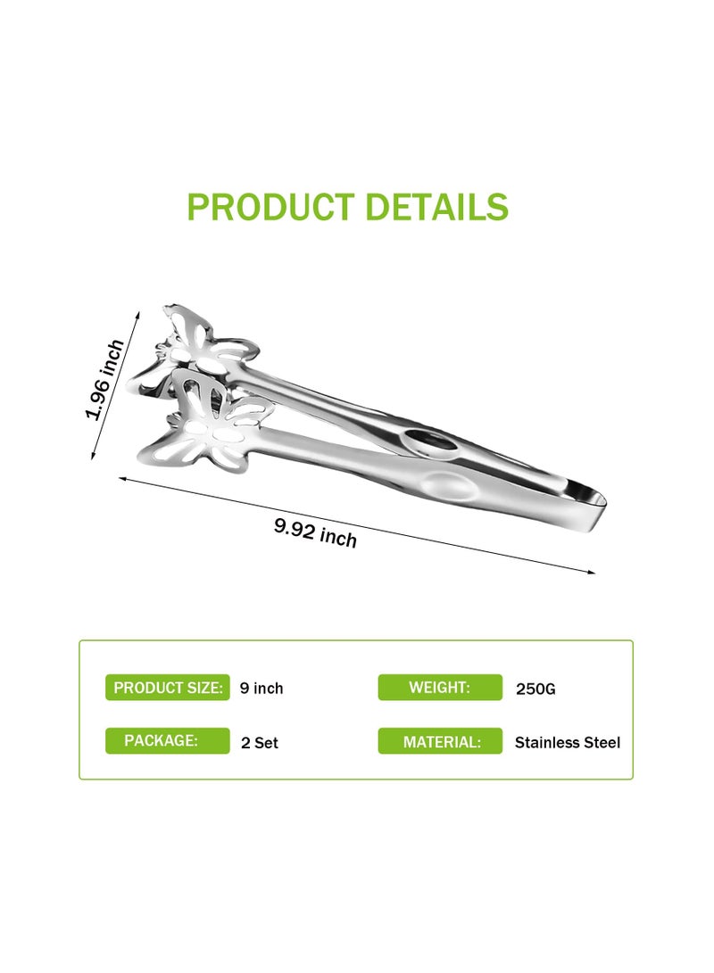 KASTWAVE Buffet Salad Serving Tongs, 9-Inch Stainless Steel Food Tong Serving Tong, Butterfly Shaped Kitchen Tongs Appetizer Tongs, BBQ Serving Utensils, 2 Pcs (Silver) - Image 3