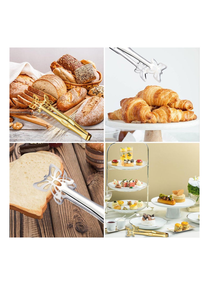 KASTWAVE Buffet Salad Serving Tongs, 9-Inch Stainless Steel Food Tong Serving Tong, Butterfly Shaped Kitchen Tongs Appetizer Tongs, BBQ Serving Utensils, 2 Pcs (Silver) - Image 4