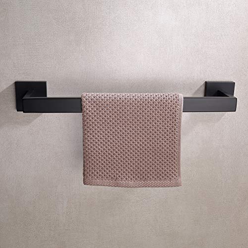 TASTOS 16 Inch Black Single Towel Bar Rack, SUS 304 Stainless Steel Bathroom Towel Bar Heavy Duty Towel Holder Kitchen Towel Rod, Wall Mount with Screws Towel Bar Rod Matte Black Finish - Image 3
