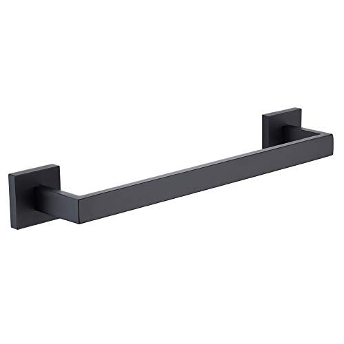 TASTOS 16 Inch Black Single Towel Bar Rack, SUS 304 Stainless Steel Bathroom Towel Bar Heavy Duty Towel Holder Kitchen Towel Rod, Wall Mount with Screws Towel Bar Rod Matte Black Finish - Image 1
