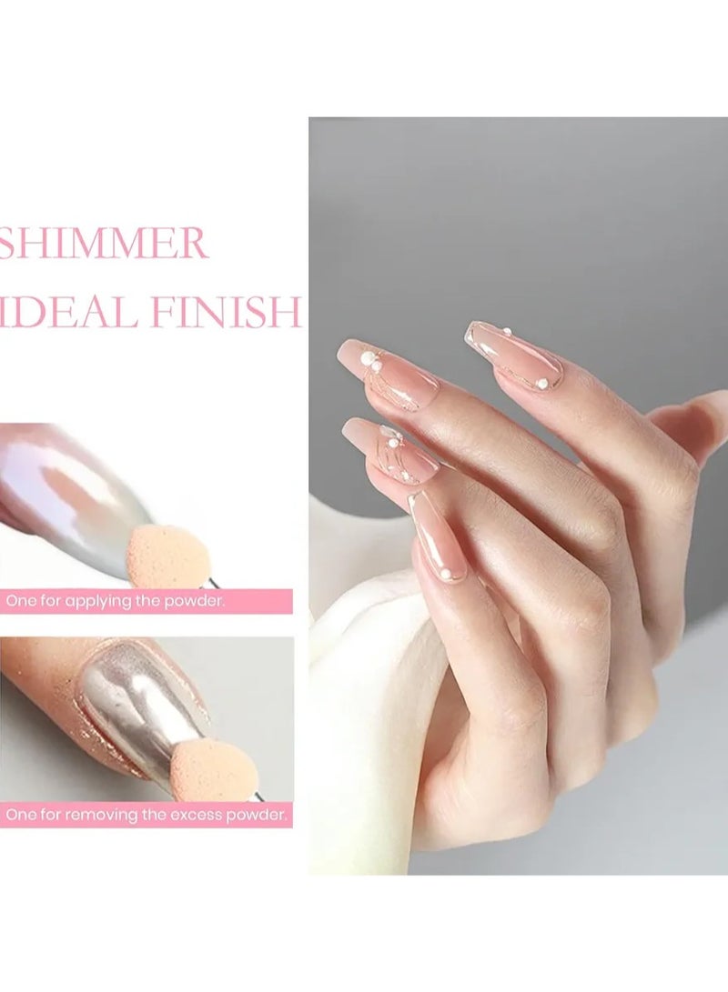 مسحوق اظافر كروم لؤلؤي ابيض بتاثير عاكس اورورا ماجيك ميتاليك بيرليسينت ثلاثي الابعاد لتزيين الاظافر بنفسك من 12 لون - Image 4