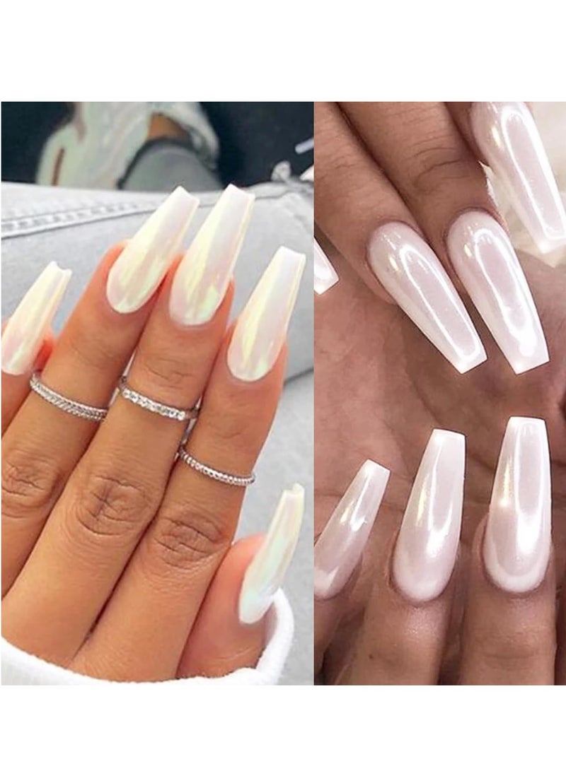 مسحوق اظافر كروم لؤلؤي ابيض بتاثير عاكس اورورا ماجيك ميتاليك بيرليسينت ثلاثي الابعاد لتزيين الاظافر بنفسك من 12 لون - Image 2