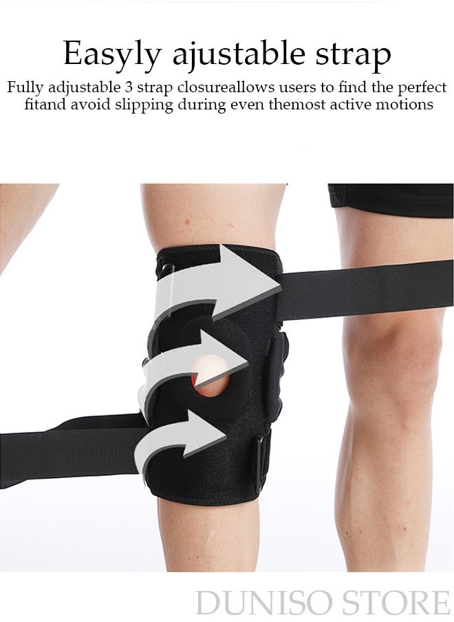 DUNISO - Professional Knee Pad Knee Brace with Side Stabilizers and Patella Gel Pads Adjustable Compression Knee Support Braces for Knee Pain Meniscus Tear ACL MCL Arthritis Joint Pain Relief Injury Recovery - Image 1
