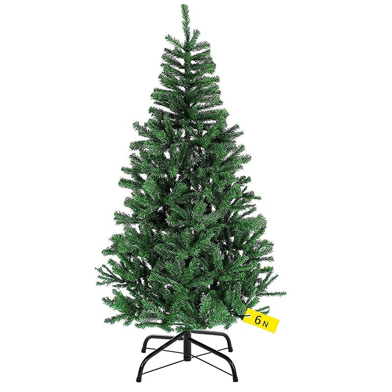 VITAL CREATIONS VITAL CREATIONS 6 FEET Christmas Tree Mini Artificial Pine Tree with Solid Metal Legs Light Up Perfect for Christmas Decoration Green Small to Medium 