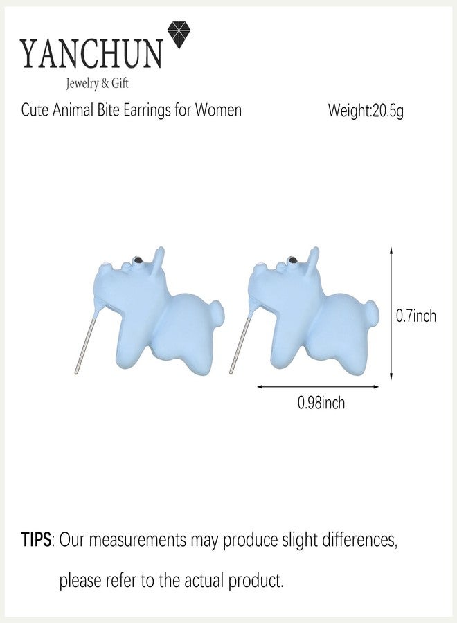 YANCHUN 6 Pairs Cute Animal Bite Earrings for Women 3D Clay Earrings Animal Cartoon Biting Ears Stud Earrings Jewelry Gifts - Image 2