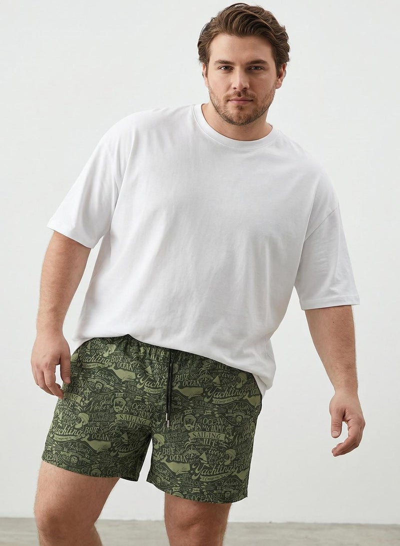 trendyol Khaki Plus Size Patterned Swim Shorts Tmnss25Kd00002 - Image 2