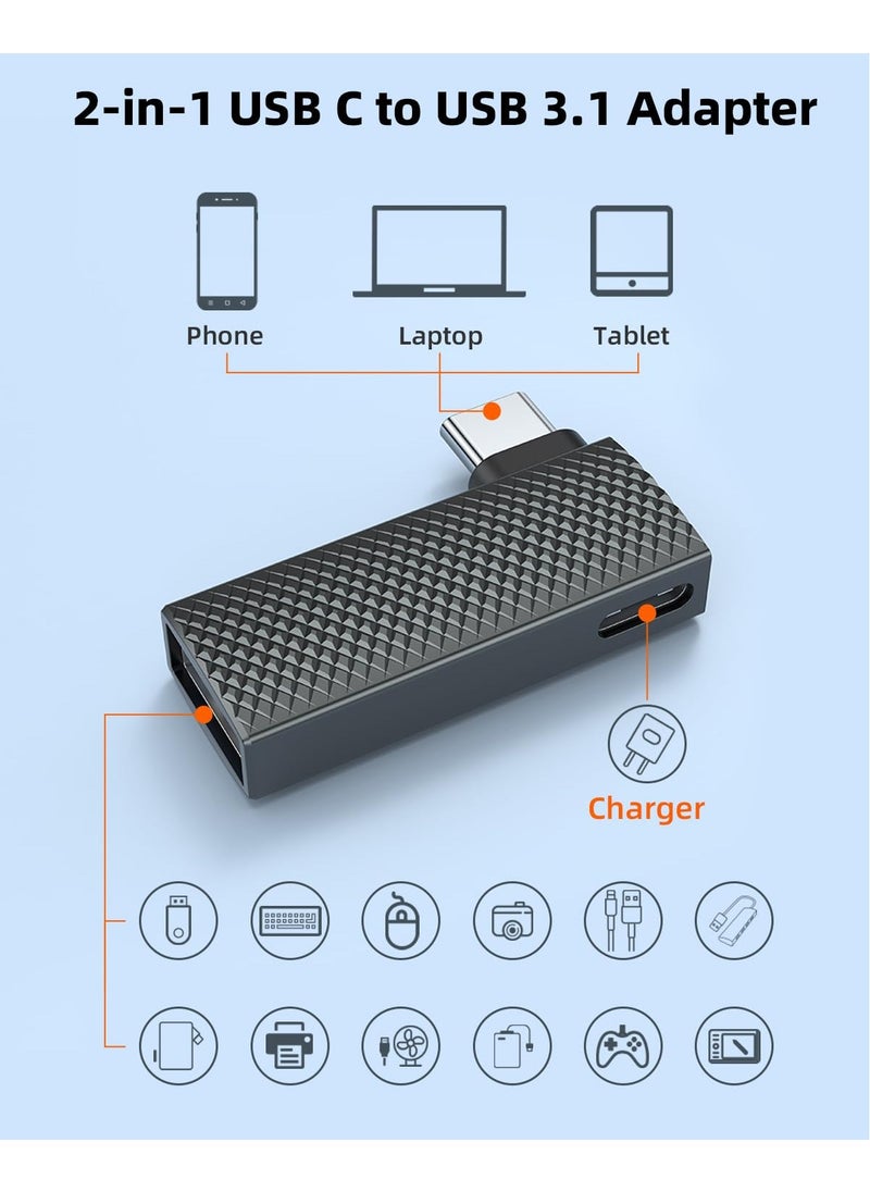 SYOSI 2-in-1 USB C to USB 3.1 Adapter with 100W Type C Charging Port, Thunderbolt 4/3 OTG Converter for Meta Quest 2, Steam Deck, Rog Ally, iPhone 15 Series, iPad, MacBook and More (Space Grey)  - Image 2