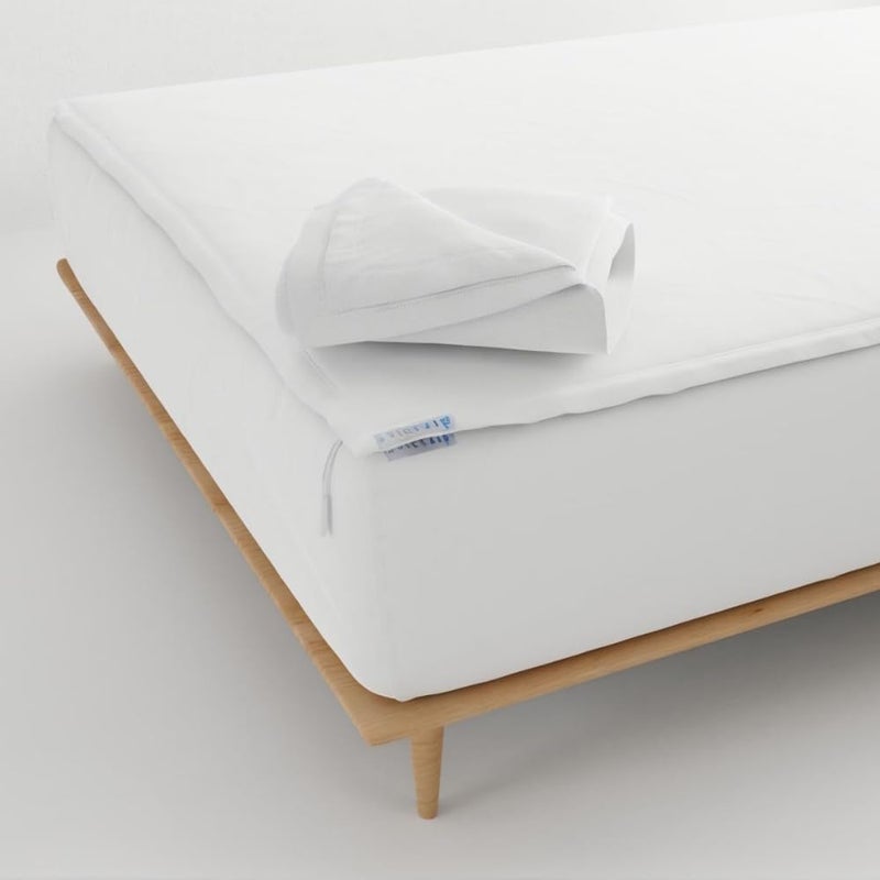QUICKZIP QuickZip Fitted Plus Spare Bundle 1 Fitted  1 Zip Sheet  Easy to Change Soft Percale Cotton 400 TC  Deep Pockets Queen Size  White 