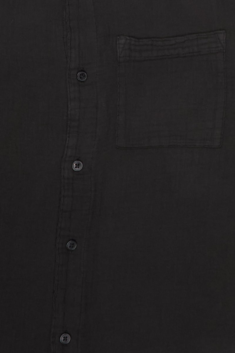 Celio Men Regular Fit Solid Short Sleeve Casual Shirt, Black - Image 3