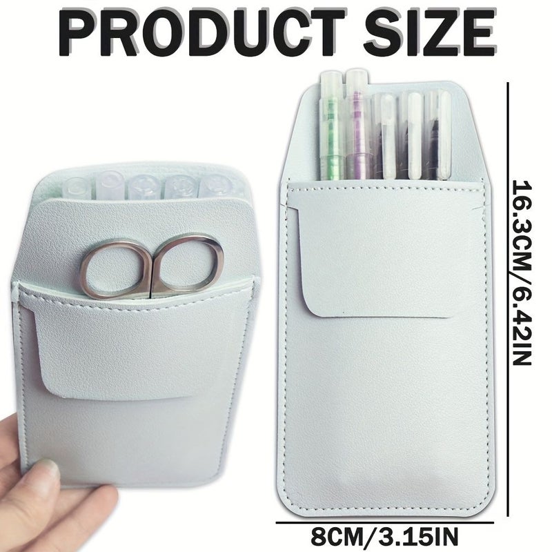 Multi Layer Nurse Pencil Case Pink 2 Slots Faux Leather Organizer For Tools Makeup Brushes Art Supplies - Image 5