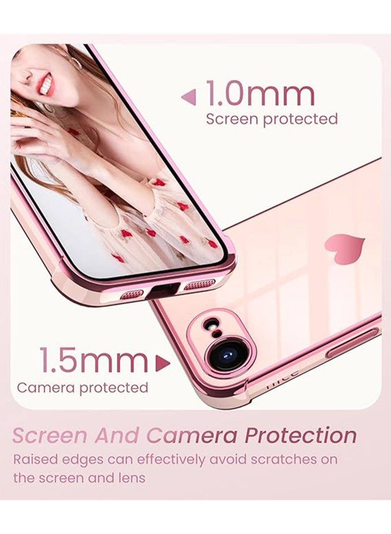 WRISTWISE iPhone 16e Case Cover with 2 Screen Protector, Girl Women Cute Girly Love-Heart Luxury Gold Soft Cover Camera Protection Bumper Silicone Shockproof Phone Case - Image 2