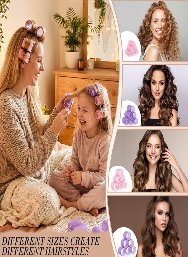 Obeoby 4 Sizes Hair Rollers for Women, 50 Pcs Set Hair Curlers with Clips Comb Curlers for Long Short Curly Hair and Bangs (25, 36, 48, 60mm), Pink Purple - Image 4