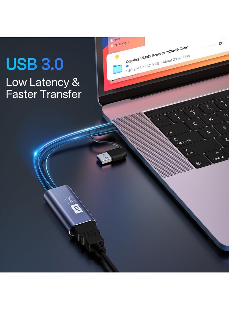 Y&D 4K HDMI Capture Card - USB 3.0 to USB-A/C, 1080P 60FPS Video for Live Streaming/ Gaming/ Meeting, Compatible with Windows/Mac OS System, Switch PS4/5 Xbox OBS Zoom - Image 4