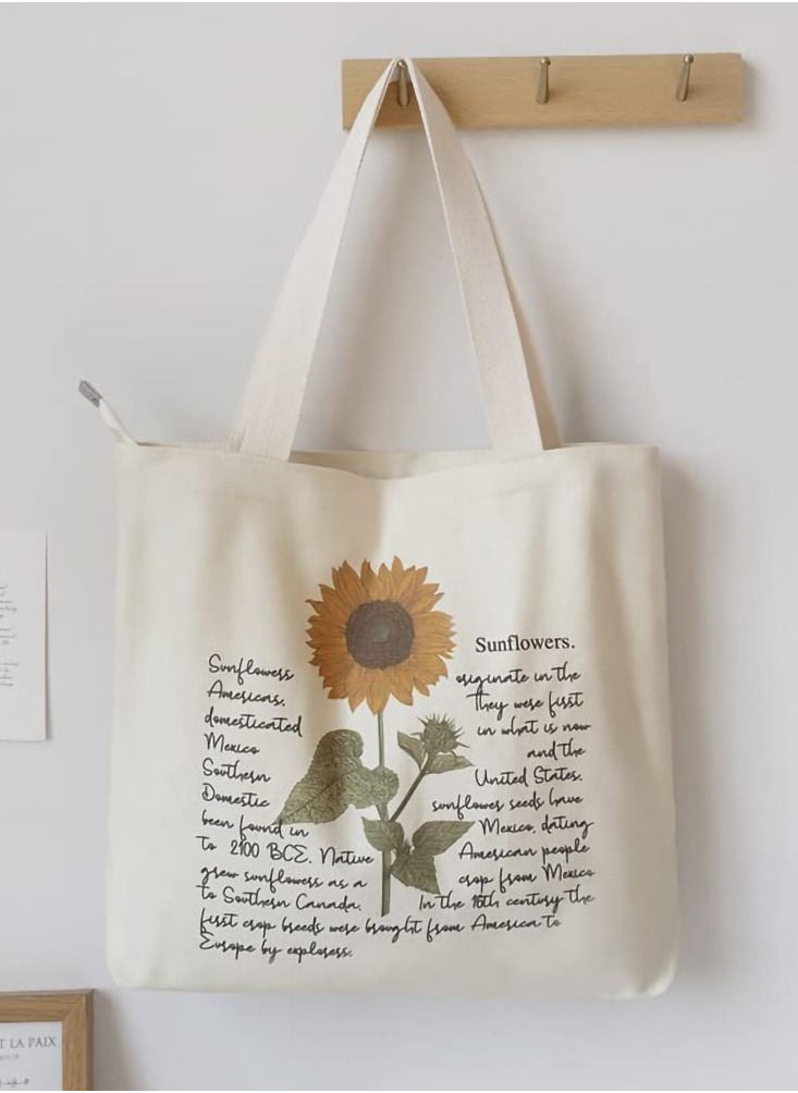 KASTWAVE Canvas Tote Bag Strap Reusable Grocery Shopping Cloth Bag Zip Tote Bag Women Eco-Friendly Tote Bag with Handle Washable Fashion Beach Tote Shoulder Bag Women Shopping, School  - Image 3