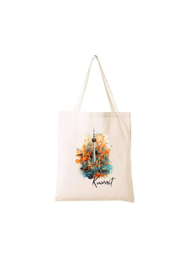PRINTSHOP4ME Kuwait Cotton Bag For National Day-Eco-Friendly Canvas Cotton Tote Bag With Printed For Women-Reusable Bag,Party Gift Idea And Cotton Gift Bag-Perfect For National Day - Image 1