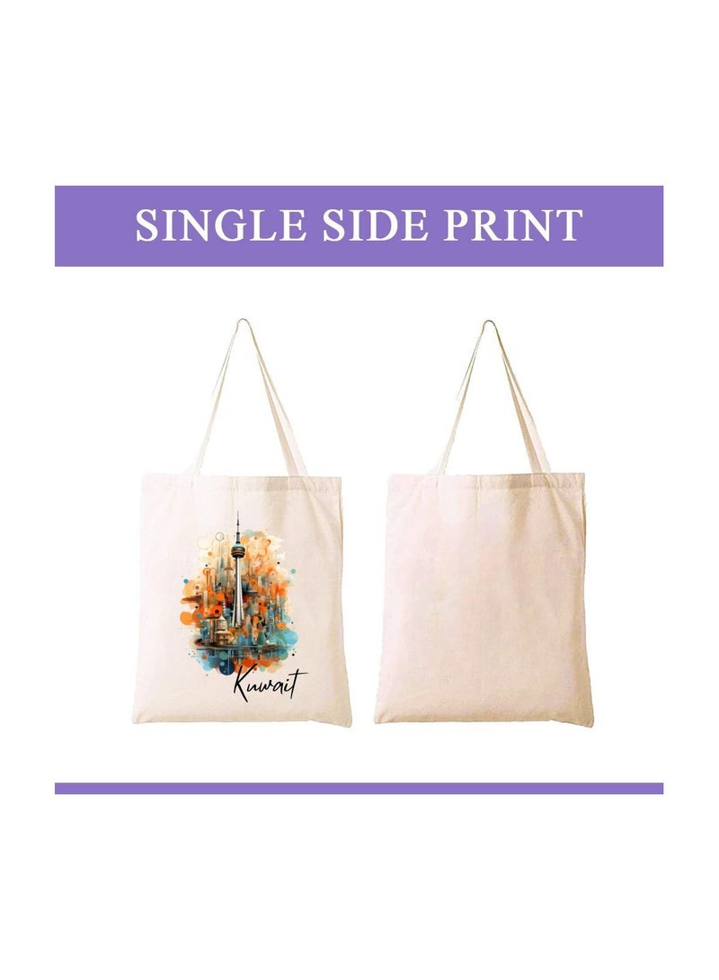PRINTSHOP4ME Kuwait Cotton Bag For National Day-Eco-Friendly Canvas Cotton Tote Bag With Printed For Women-Reusable Bag,Party Gift Idea And Cotton Gift Bag-Perfect For National Day - Image 2