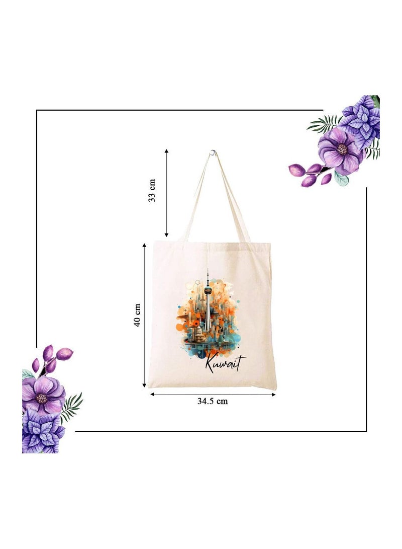 PRINTSHOP4ME Kuwait Cotton Bag For National Day-Eco-Friendly Canvas Cotton Tote Bag With Printed For Women-Reusable Bag,Party Gift Idea And Cotton Gift Bag-Perfect For National Day - Image 3