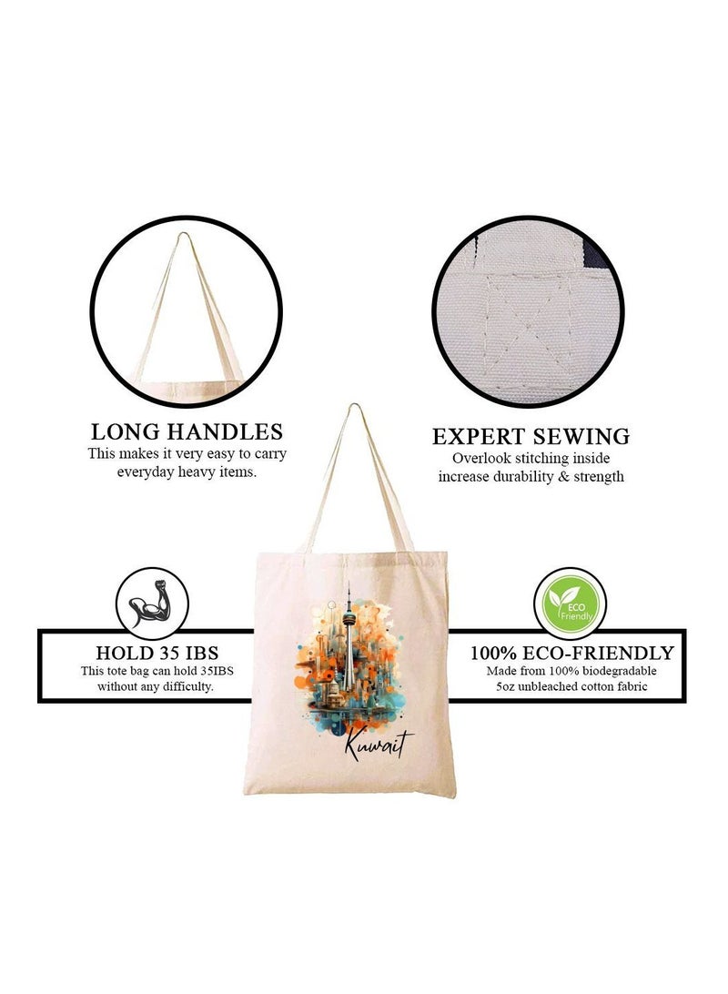 PRINTSHOP4ME Kuwait Cotton Bag For National Day-Eco-Friendly Canvas Cotton Tote Bag With Printed For Women-Reusable Bag,Party Gift Idea And Cotton Gift Bag-Perfect For National Day - Image 4