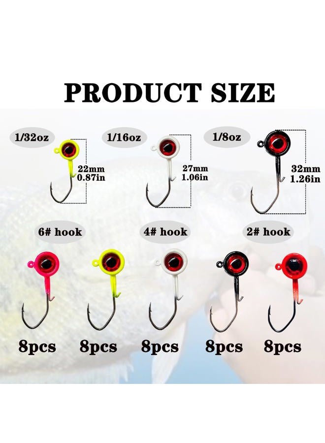 Bombite 40-Pack Crappie Jig Heads - Fishing Jigs with Hooks, Ideal for Bass and Crappie - 1/8oz - Image 3