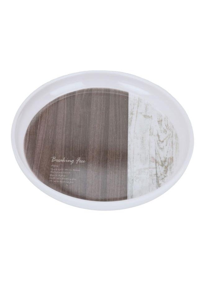 Alsaif Plastic Serving Tray 15X15X2.3 Cm Round White Brown  - Image 1