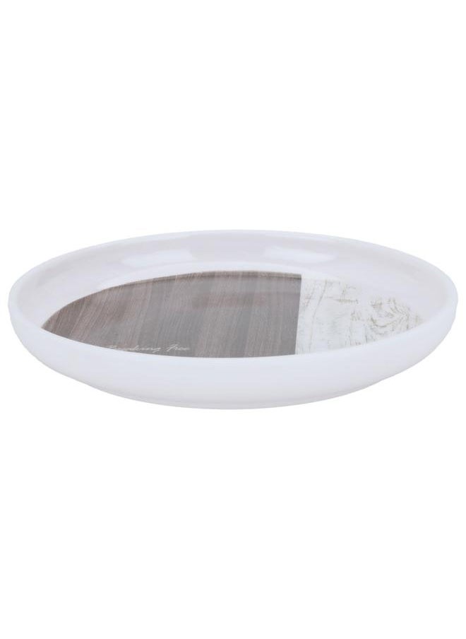 Alsaif Plastic Serving Tray 15X15X2.3 Cm Round White Brown  - Image 2