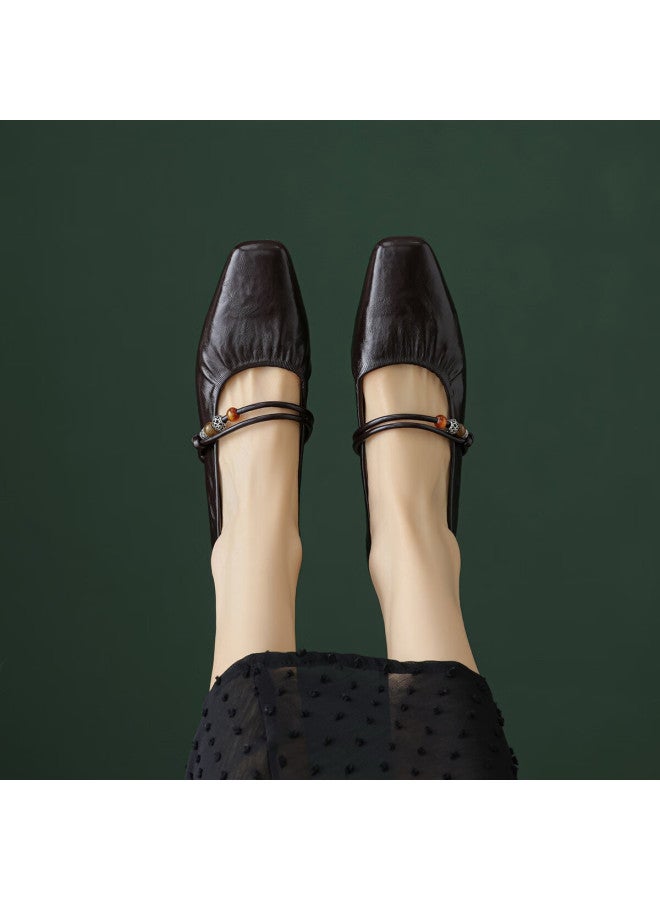 dme Demana Ethnic Commuter Autumn Cloud-feel Soft Sole Solid Color Simple Pleated Craft Women's Flats - Image 4