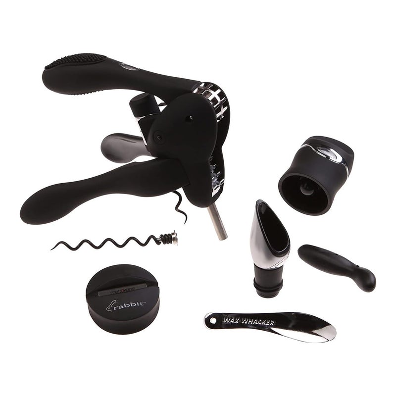 rabbit Rabbit 6Piece Wine Opener Tool Kit Black