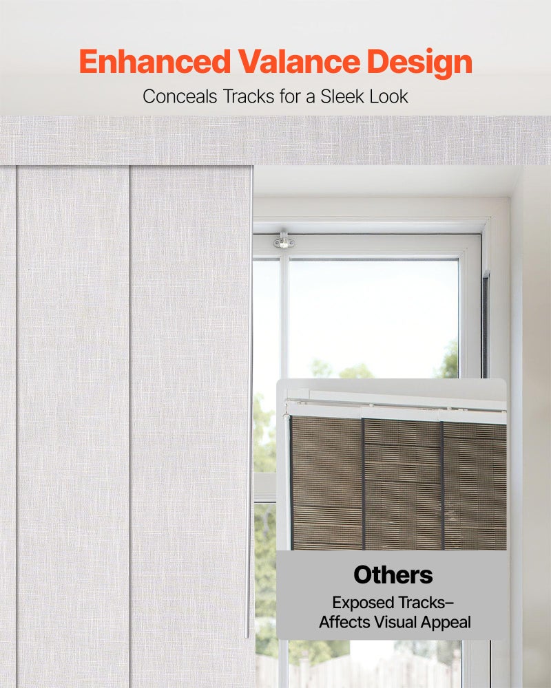 VEVOR Panel Track Blinds, Extendable Track from 45.8 in to 86 in W, Trimmable Panel Curtains Up to 96 in H, Vertical Blackout Panel Blinds for Sliding Doors, Patio Doors, Room Divider, Light Gray - Image 4