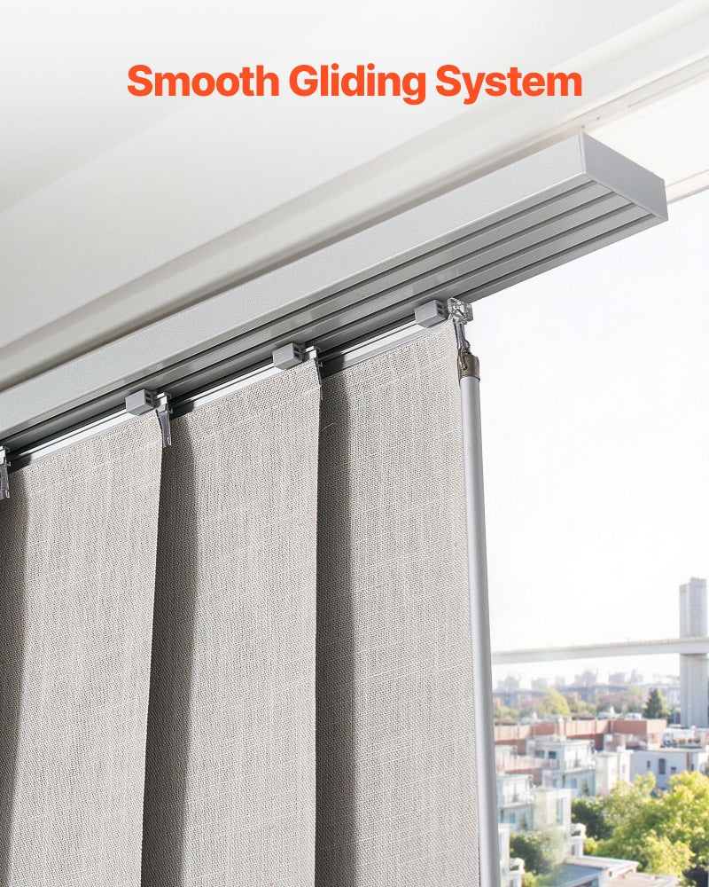 VEVOR Panel Track Blinds, Extendable Track from 45.8 in to 86 in W, Trimmable Panel Curtains Up to 96 in H, Vertical Blackout Panel Blinds for Sliding Doors, Patio Doors, Room Divider, Light Gray - Image 5