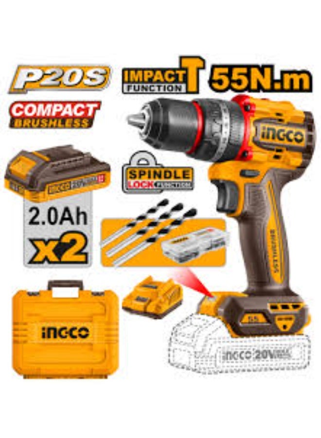 إنجكو شنيور 20 فولت 55 نيوتن 2 بطاريه وشاحن - Image 2