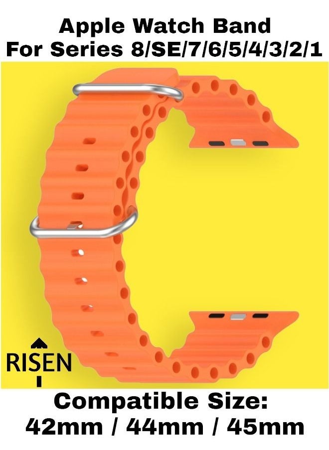 Risen - Ocean Loop Silicone Strap For iWatch Series 8/SE/7/6/5/4/3/2/1 Replacement Strap For Apple Watch Bands 42mm / 44mm / 45mm - Image 1
