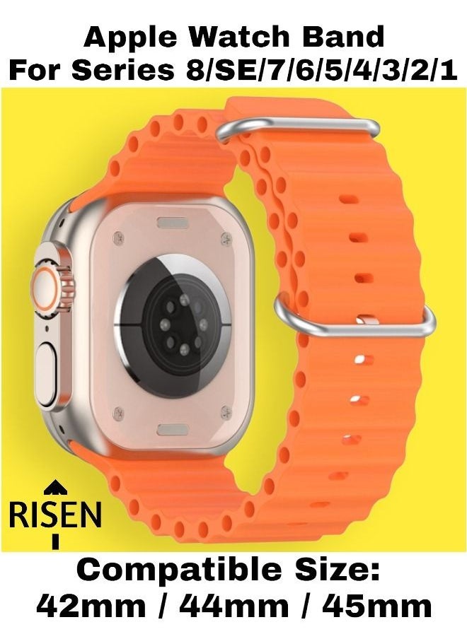 Risen - Ocean Loop Silicone Strap For iWatch Series 8/SE/7/6/5/4/3/2/1 Replacement Strap For Apple Watch Bands 42mm / 44mm / 45mm - Image 1